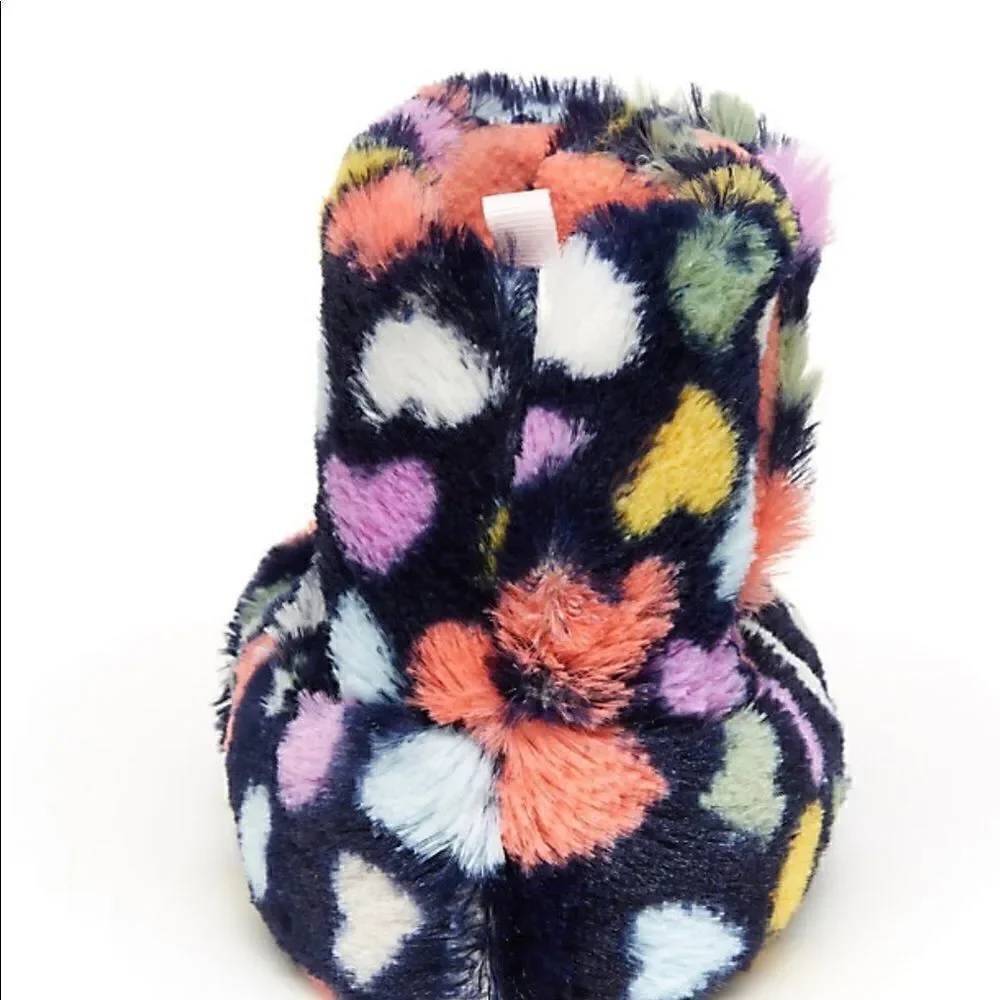 Carter’s Girls Jette Faux Fur Slippers with Heart Pattern